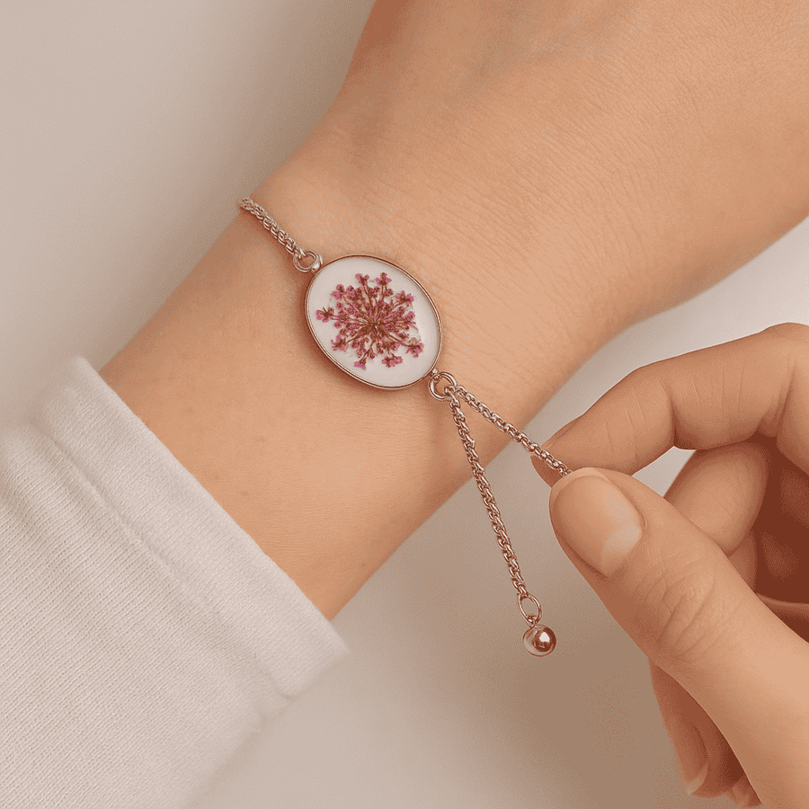 Alluring Red Resin Bracelet with Floral Charm