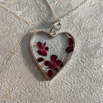 Heart Shape Crystal Clear Red Flower Preserved Resin Pendant