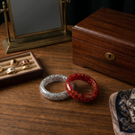 Handcrafted Resin Bangle Set: Crimson Sparkle & Golden Radiance