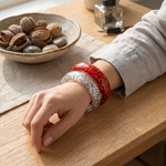 Handcrafted Resin Bangle Set: Crimson Sparkle & Golden Radiance