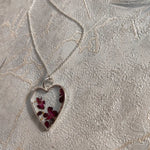 Heart Shape Crystal Clear Red Flower Preserved Resin Pendant