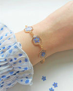 Hexagon Resin Bracelet with Real Blue Flowers
