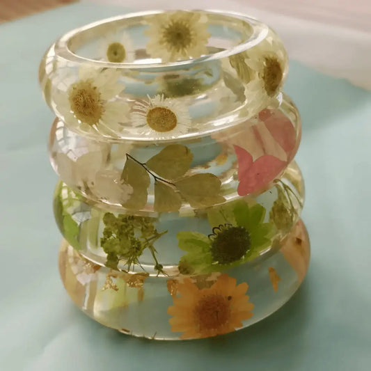 Resin Real Flower Bangles Set for Gifting
