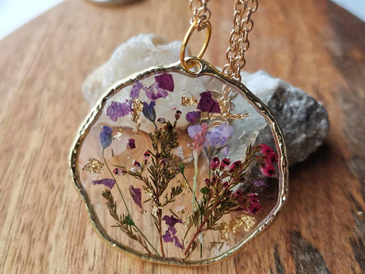 Resin Flower Pendant Epoxy Resin Necklace Succulent Jewelry