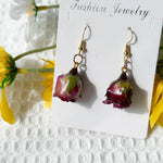 Real Rose Flower Resin Earrings