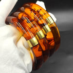 Retro Honey Resin Bangle Set – Chunky Acrylic Bracelets, Handmade