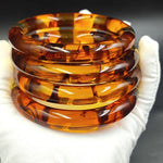 Retro Honey Resin Bangle Set – Chunky Acrylic Bracelets, Handmade