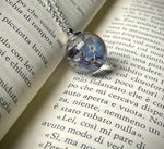Sphere Pendant with Forget me not Flower Preserved