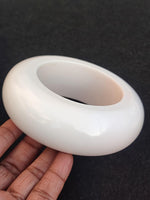 Chunky Black & White Resin Bangle Bracelet, Bohemian Jewelry