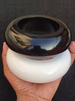 Chunky Black & White Resin Bangle Bracelet, Bohemian Jewelry