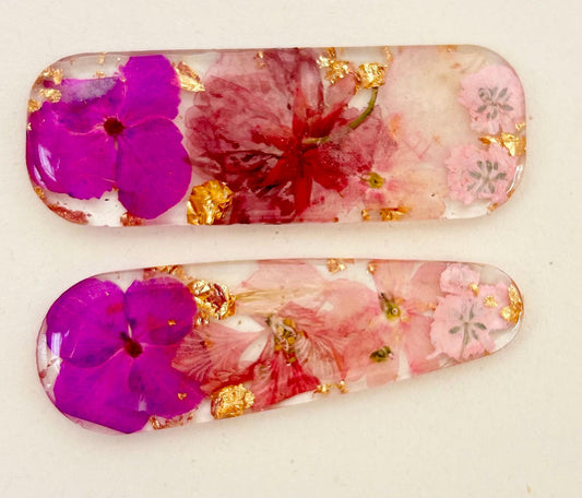 Pressed Flower Hair Clips Set of 2