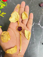 Gold Chain Resin Bracelet with Preserved Varmala Petals
