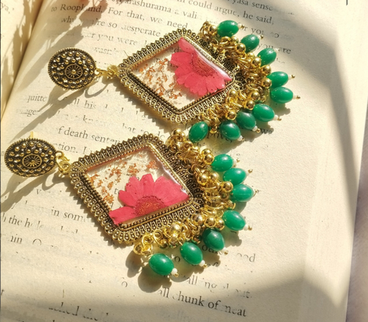 Rosy Blush Resin Jhumka